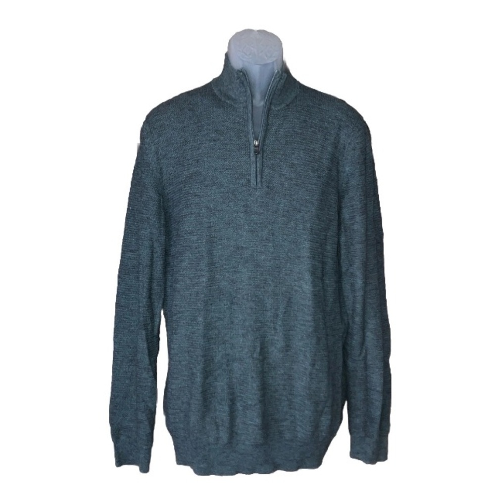 Joseph Abboud Mens Blue 1/4 Zip Long Sleeve Cotton Pullover Sweater Top Large